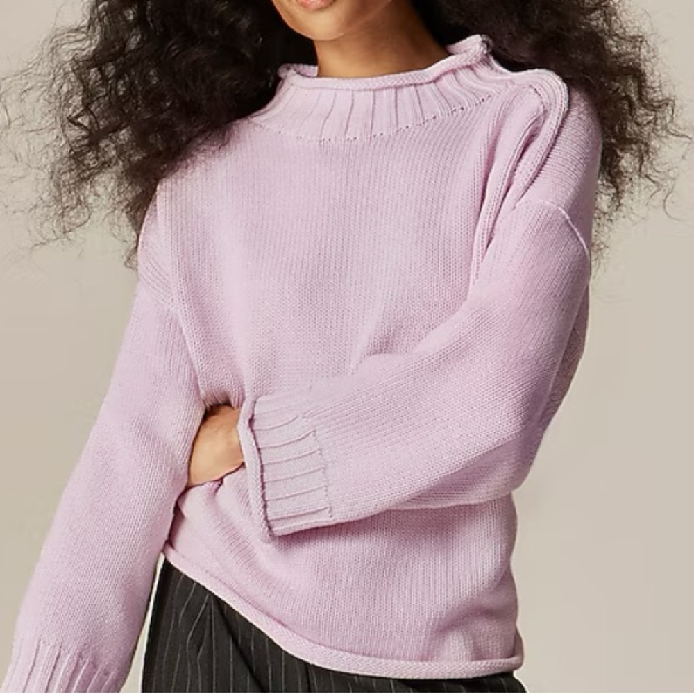 NWT J.CREW 2025 Rollneck Sweater 100% Cotton Light Baby Pink
